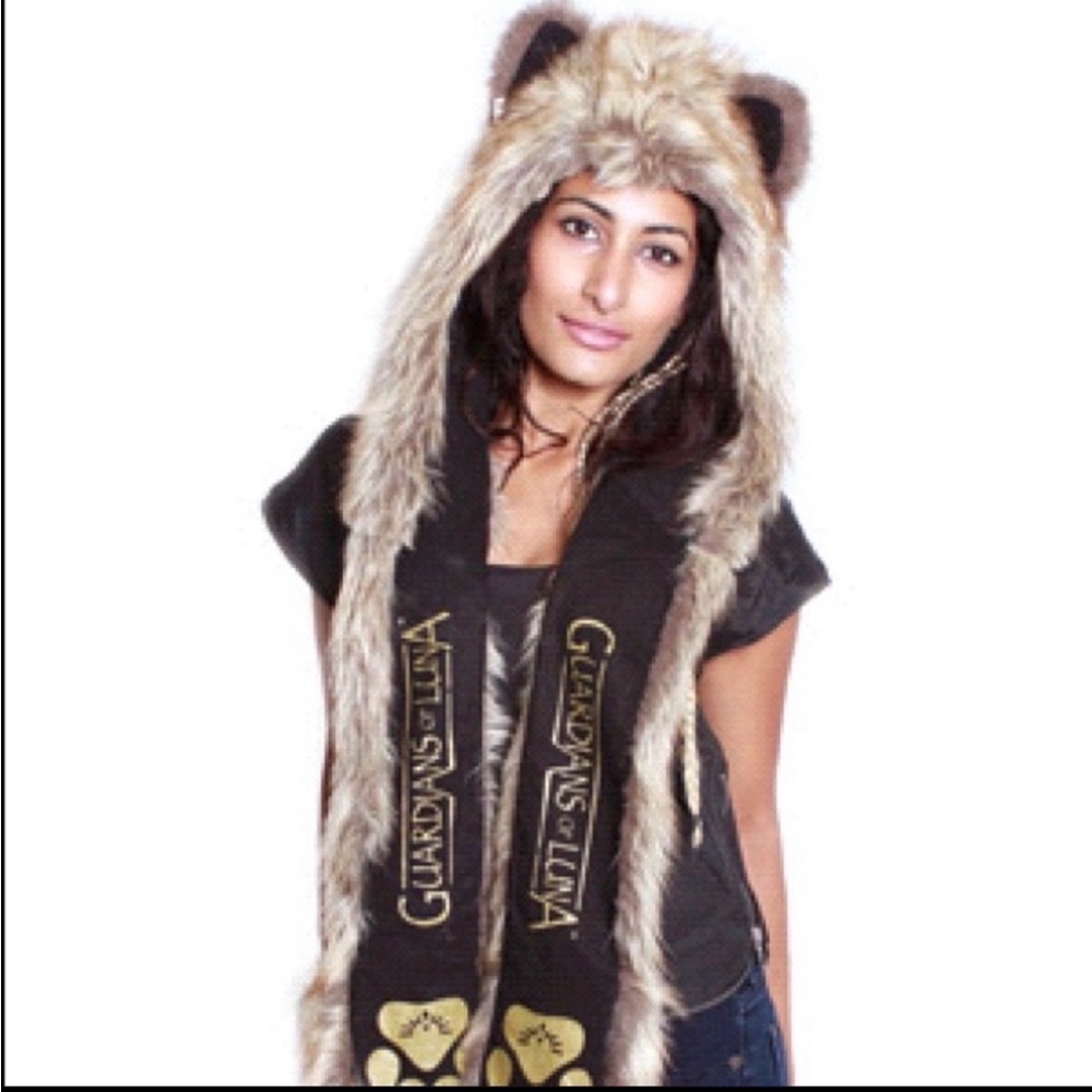SpiritHoods Faux Fur Hood with Ears - Brown and Black